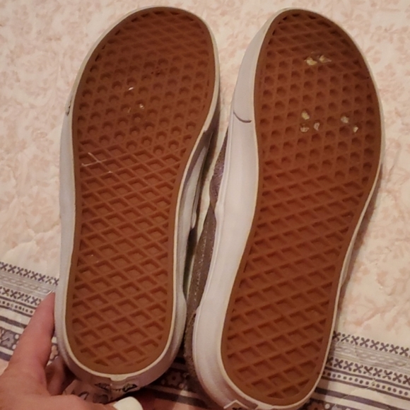 Rose Gold luster VANS slip on sneakers size W10/M8.5 - Picture 3 of 4